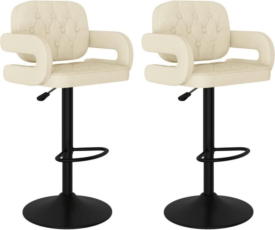 VidaXL Barkrukken 2 stuks Stof crèmekleurig Barstoel Kruk Stoel Lounge Ontbijt