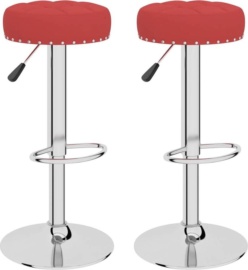 VidaXL Barkrukken 2 stuks Wijnrood Stijlvol Comfort Barstoel Stoffen Barkruk Barkrukken Set Wijnrode Barkruk Comfortabele Barkruk Adjustable Height Stool Draaibare Barkruk Moderne Barkruk Design Barkruk