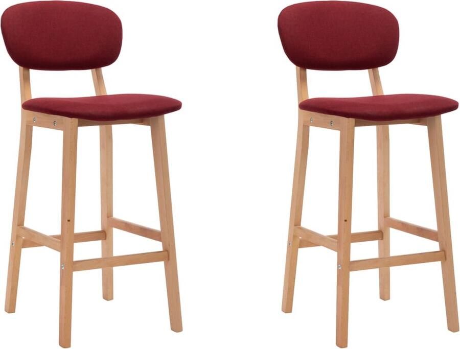 VidaXL Barkrukken 2 stuks Wijnrood Stof Barstühlen Eetkamerstoelen Lounge Stoelen Rode Stoelen Vintage Meubels Modern Wonen Woonaccessoires - Foto 2