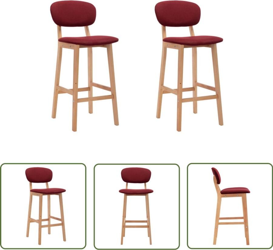 VidaXL Barkrukken 2 stuks Wijnrood Stof Barstühlen Eetkamerstoelen Lounge Stoelen Rode Stoelen Vintage Meubels Modern Wonen Woonaccessoires