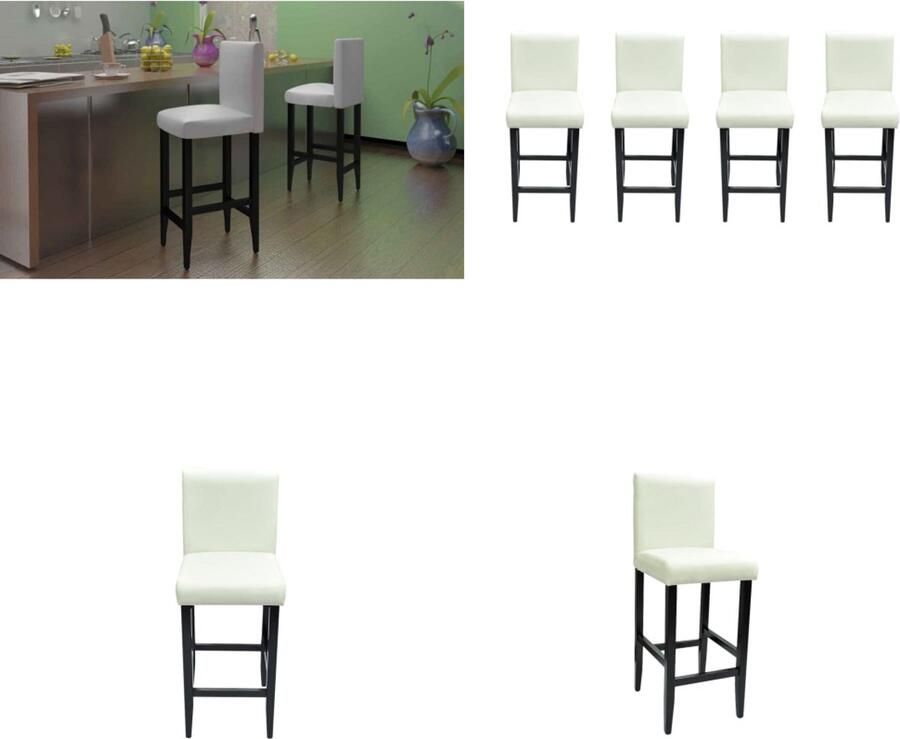 VidaXL Barkrukken 4 st kunstleer wit Barkruk Barkrukken Aanrecht Stoelen Keukenstoelen