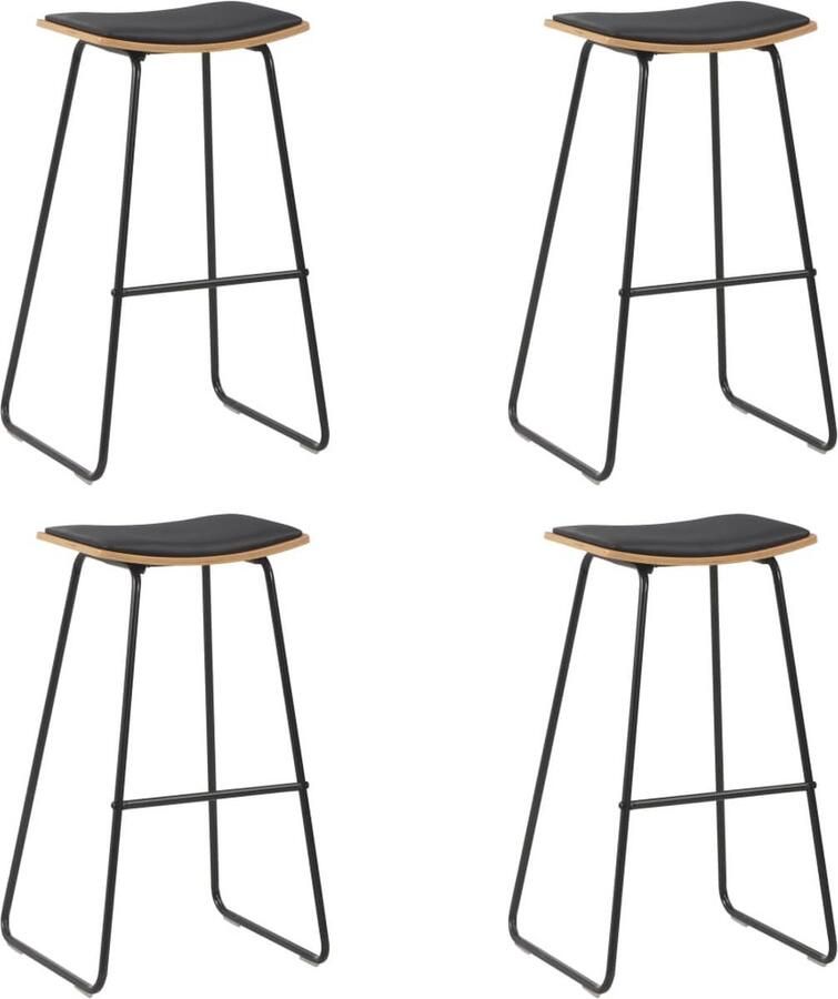 VidaXL Barkrukken 4 st kunstleer zwart Barstoel Barstoelen Barkruk Barkrukken