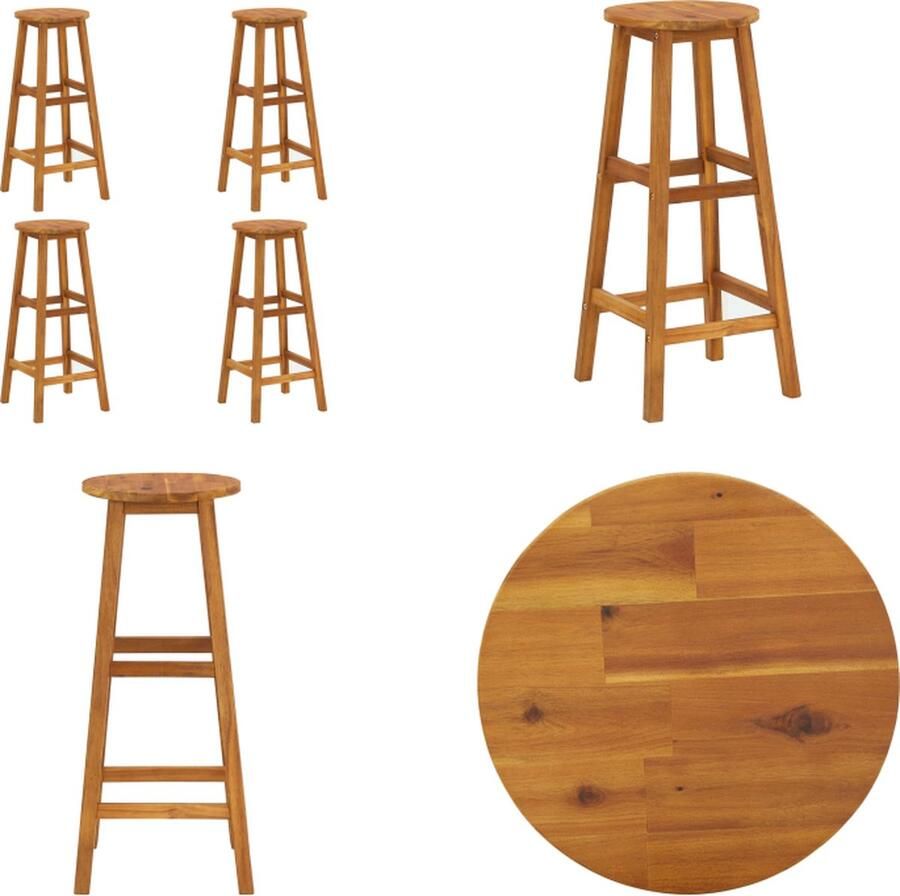 VidaXL Barkrukken 4 st massief acaciahout Barstooi Acacia Hout Buitentoog Meubels Tuinset Terras Stoel Lounge Set Bruine Stoel Outdoor Furniture Garden Chairs Barkruk Barkrukken Kruk Krukken