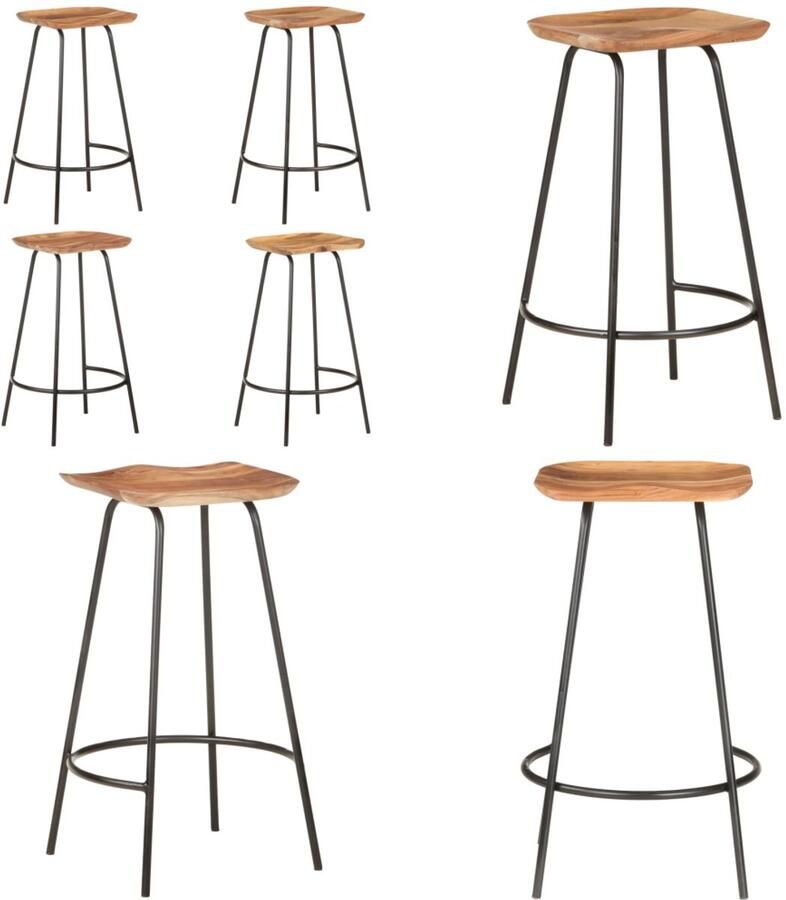 VidaXL Barkrukken 4 st massief acaciahout Barkruk Barkrukken Kruk Krukken