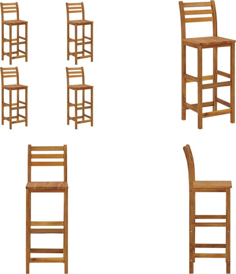 VidaXL Barkrukken 4 st massief acaciahout Barkrukken Acacia Hout Bar Stoelen Tuin Meubels Outdoor Meubels Eetkamer Stoelen Barkruk Barkrukken Kruk Krukken