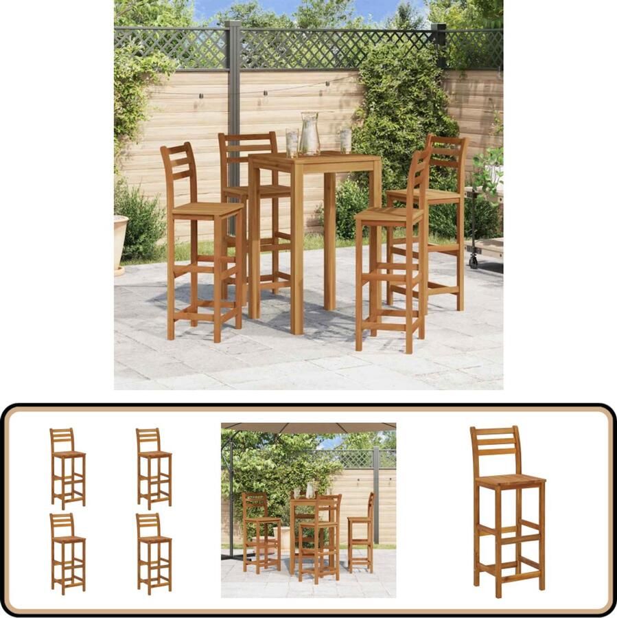 VidaXL Barkrukken 4 st massief acaciahout Barkrukken Acacia Hout Bar Stoelen Tuin Meubels Outdoor Meubels