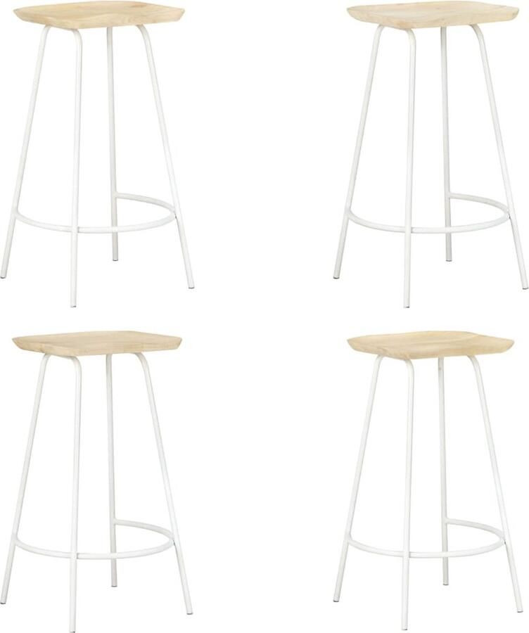 VidaXL Barkrukken 4 st massief mangohout Barstoorel Barkrukken Houten Stoel Mango Wood Meubels Design Stoel Eetkamerstoel Keukenmeubilair Vintage Stoel Industriele Stoel