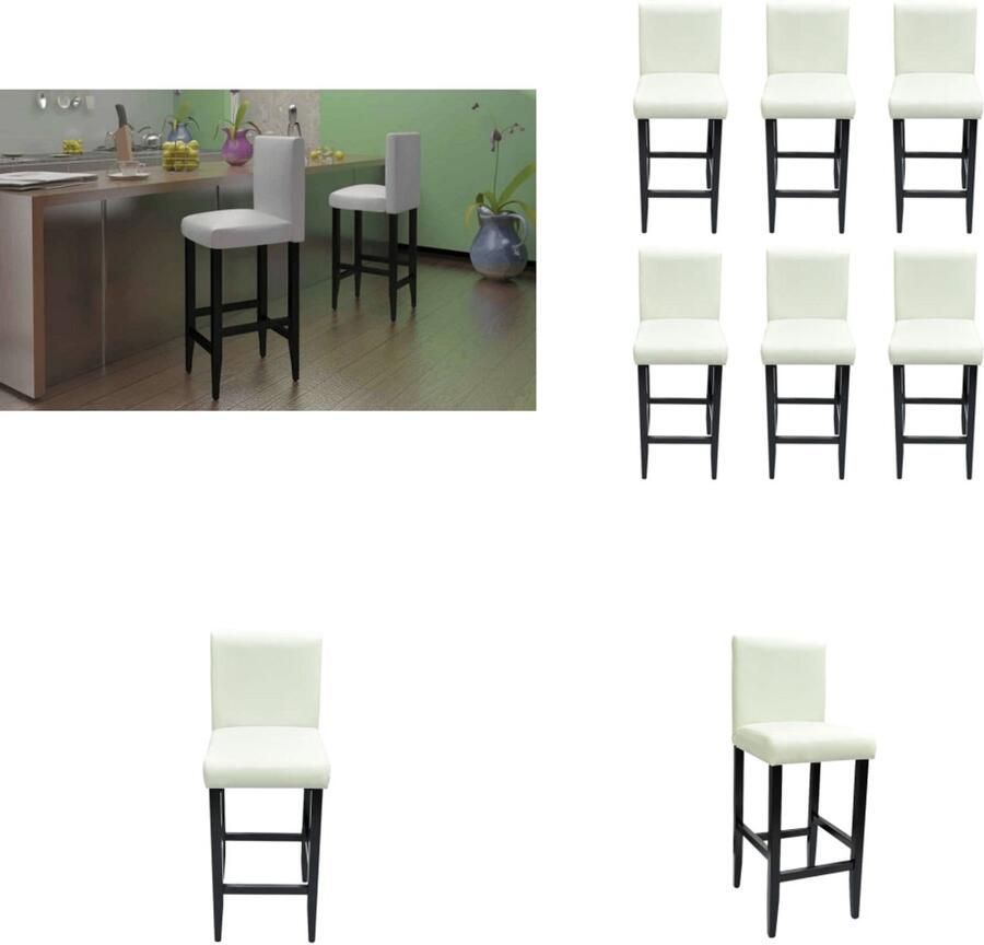 VidaXL Barkrukken 6 st kunstleer wit Barkruk Barkrukken Aanrecht Stoelen Keukenstoelen