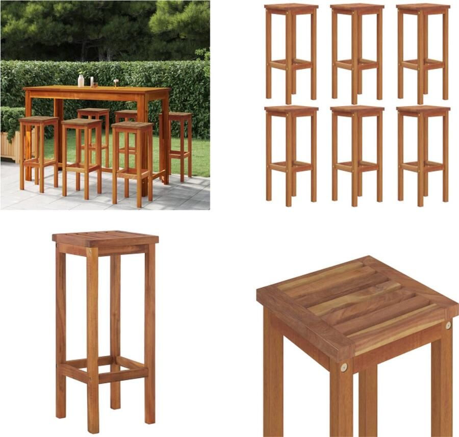 VidaXL Barkrukken 6 st massief acaciahout Barkrukken Acacia Hout Tuin Stoelen Buitentijd Terras Meubilair Set Van 6 Bruine Barkrukken Bar Stools Outdoor Furniture Garden Chairs Barkruk Barkrukken Barstoel Bar Kruk