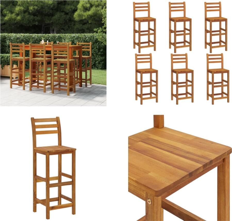VidaXL Barkrukken 6 st massief acaciahout Houten Barkrukken Set Bar Stoelen Tuinset Acacia Hout Outdoor Meubilair Eetkamerstoelen Barkruk Barkrukken Barstoel Bar Kruk