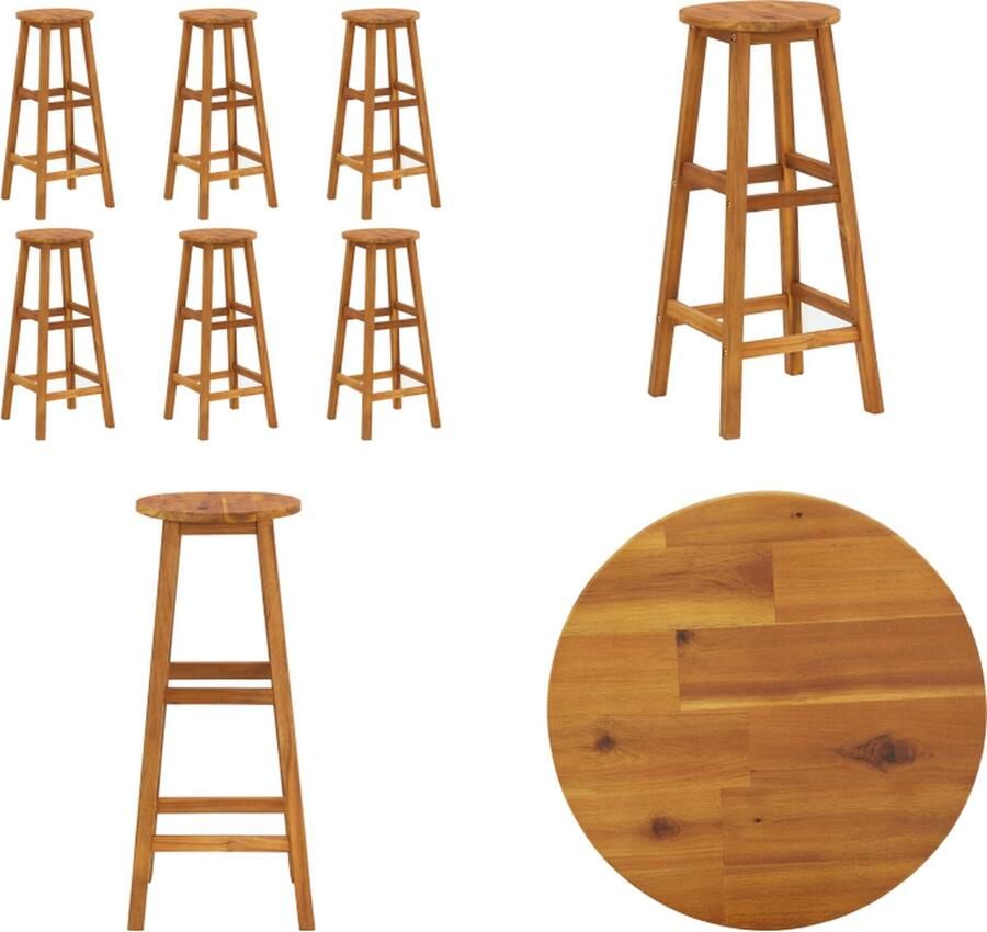 VidaXL Barkrukken 6 st massief acaciahout Barstühlen Set Acacia Hout Buitentafels Tuinset Terras Meubilair Lounge Stoel Outdoor Furniture Garden Chairs Eetkamerstoelen Bruine Stoel Barkruk Barkrukken Kruk Krukken