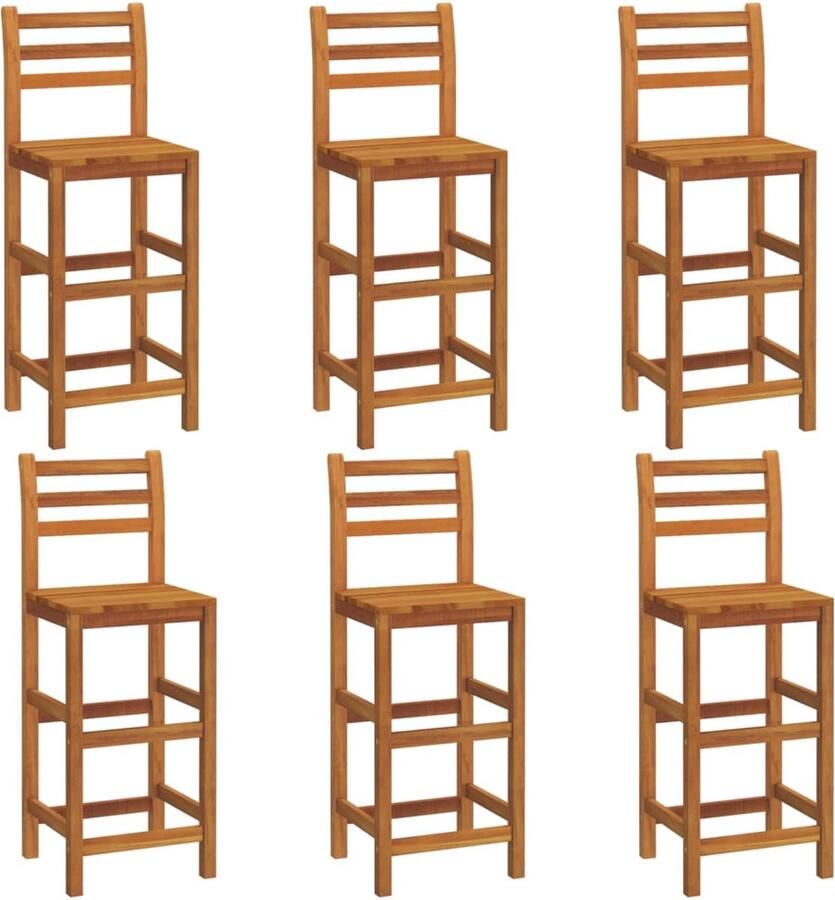 VidaXL Barkrukken 6 st massief acaciahout Houten Barkrukken Set Bar Stoelen Tuinset Acacia Hout