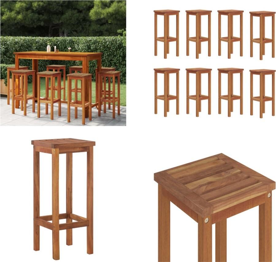 VidaXL Barkrukken 8 st massief acaciahout Houten Barkrukken Set Acacia Hout Meubilair Tuin Stoelen Bar Stools Outdoor Furniture Barkruk Barkrukken Barstoel Bar Kruk