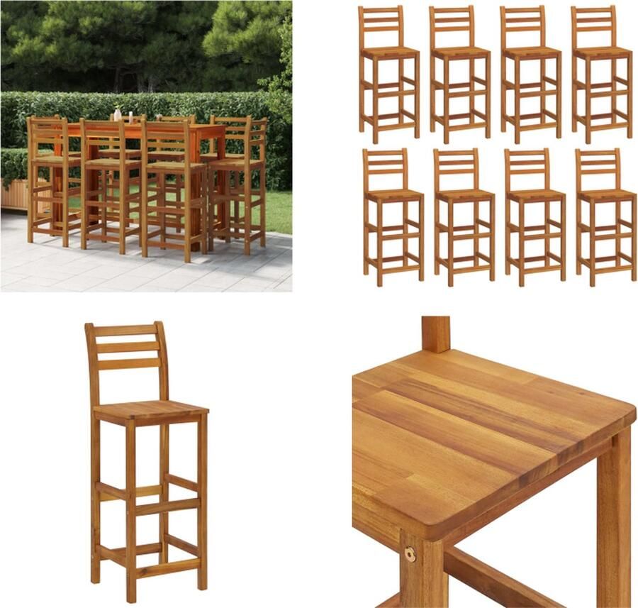 VidaXL Barkrukken 8 st massief acaciahout Houten Barkrukken Set Acacia Hout Tuin Stoelen Tuinset Buitenshuis Meubels Barkruk Barkrukken Barstoel Houten Barkruk