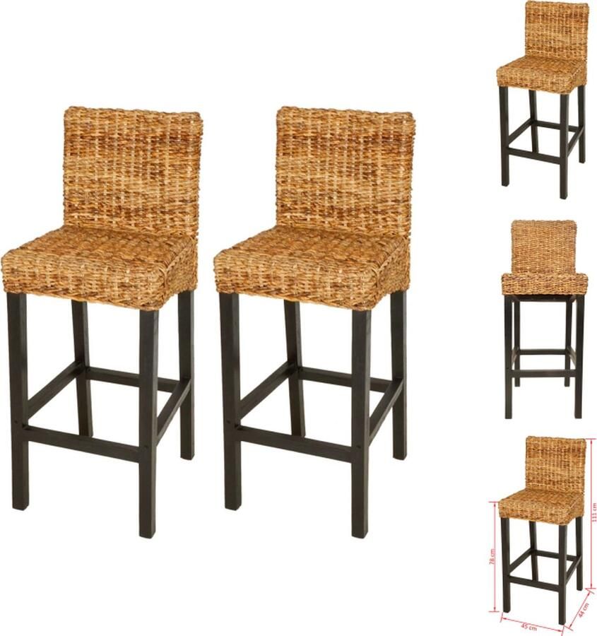 VidaXL Barkrukken Abaca Mangohout 45x44x111 cm Rustieke charme Donkerbruin Barkruk