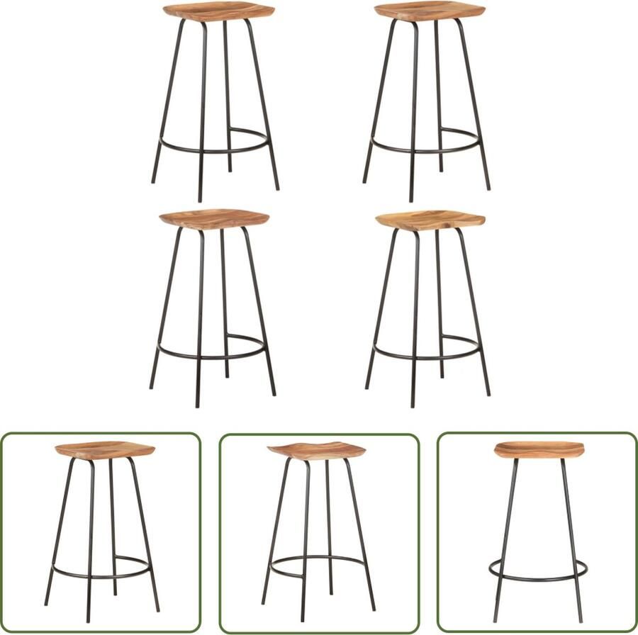 The Living Store Barkrukken Acaciahout 38 x 36 x 74 cm Stabiel en Duurzaam Barstoel Barkrukken Acacia Hout Wit Vintage