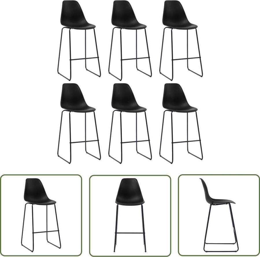 The Living Store Barstoelenset Zwart Kunststof zitting Gepoedercoat metalen poten 48 x 57 x 112.5 cm Ergonomisch ontwerp Barstoelen Barkrukken Zwarte Barstoelen Kunststof Barstoelen Ergonomische Barstoelen - Foto 2