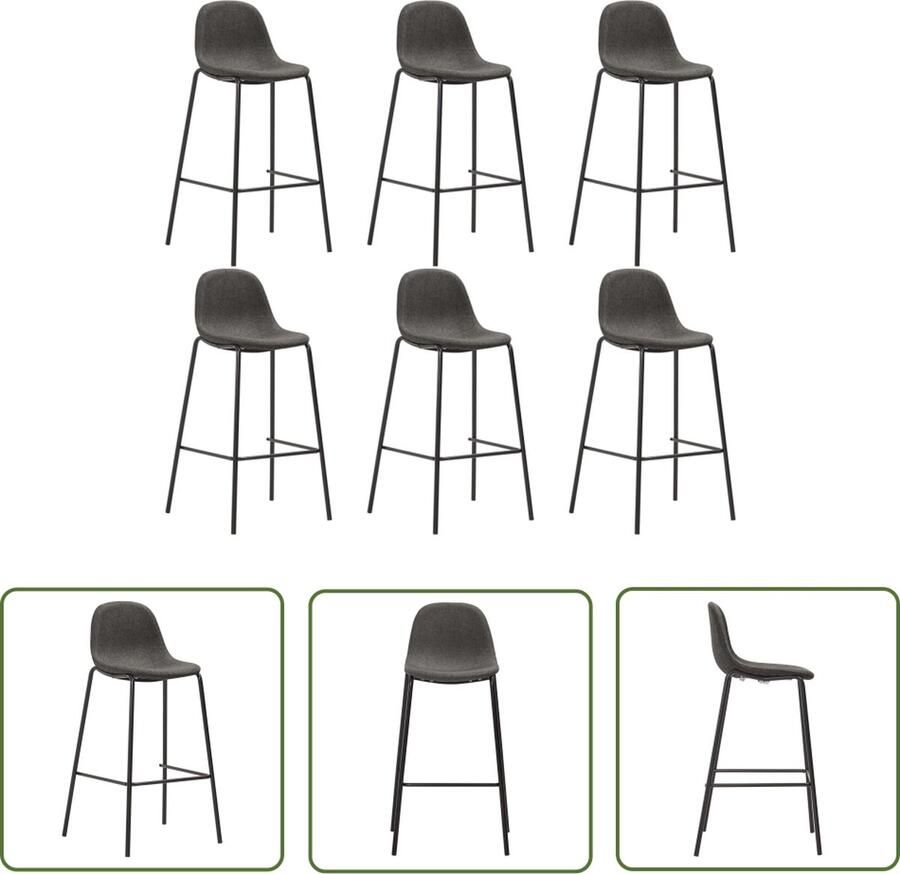 The Living Store Barstoelenset Donkergrijs 51 x 49 x 99 cm Duurzame stoffen bekleding Gepoedercoat metalen frame Barstoelen Barkrukken Eetkamerstoelen Donkere Meubels Grijze Meubels - Foto 2