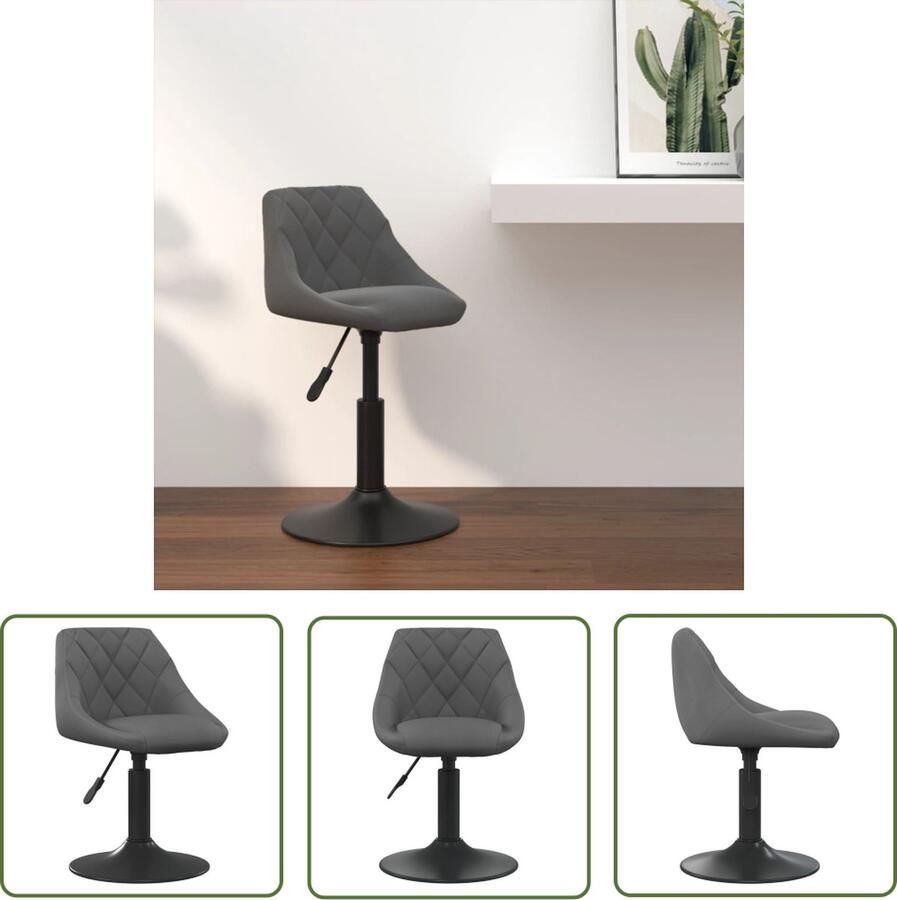 The Living Store Barkruk fluweel donkergrijs 46x44x(62.5-77.5)cm draaibaar Barstoelen Barkrukken Stoelen Lounge Stoelen Velvet Meubilair - Foto 2