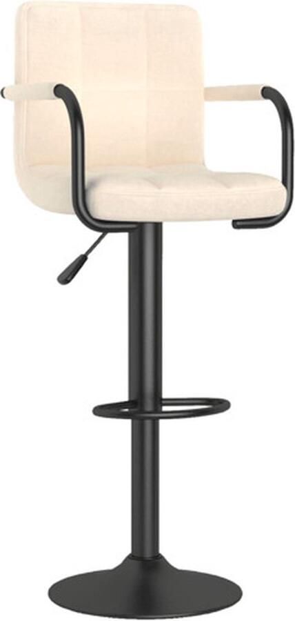 The Living Store Barkruk Barstoel Crème Gepoedercoat Staal Stof 48x47x(90-111) cm Barstoelen Barkrukken Stoffen Barkrukken Industriële Barkrukken Krukken