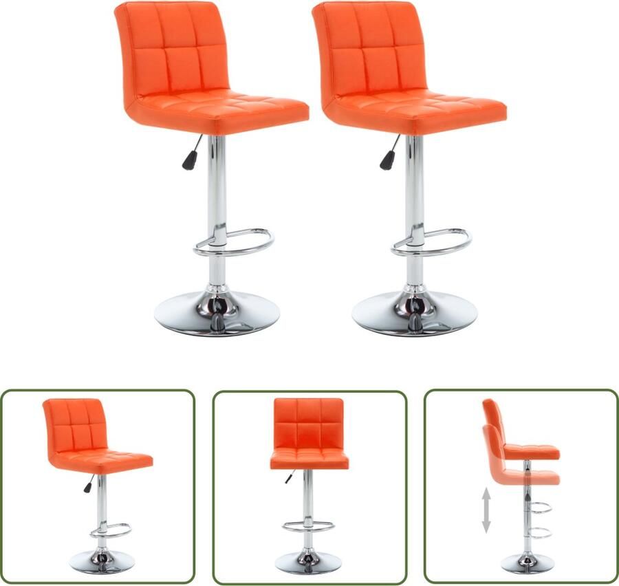 VidaXL Barkrukken Barstoelen Barkrukken 2 st kunstleer oranje Stoelen Keukenstoel Eetkamerstoel - Foto 2