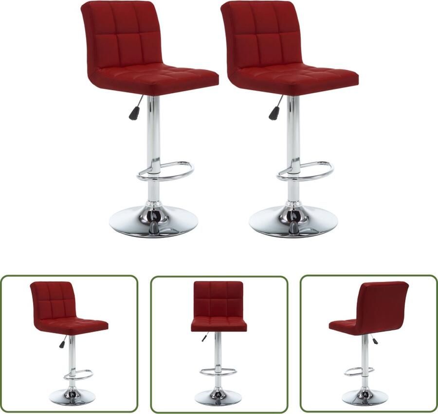 VidaXL Barkrukken Barstoelen Barkrukken 2 st kunstleer wijnrood Stoelen Design Meubels Lounge Meubilair - Foto 2