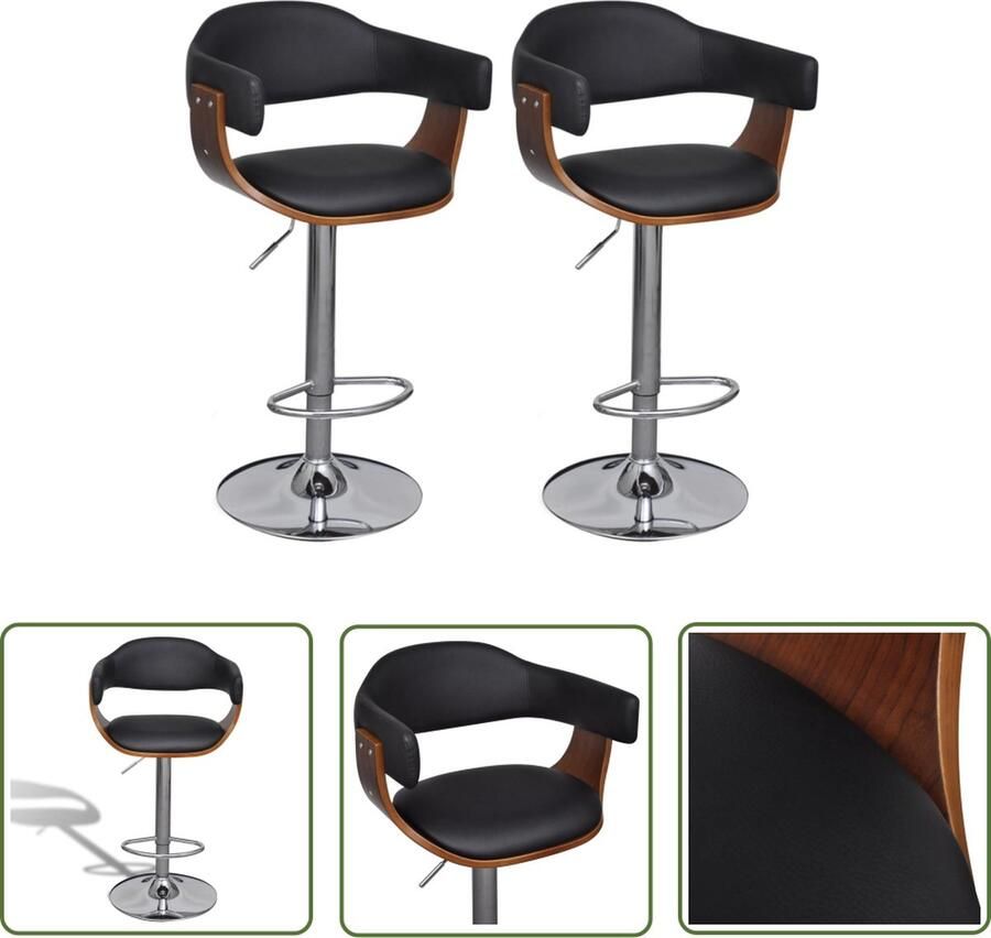 The Living Store Barkrukken naam Barkrukken Barstoelen Barkrukken Zwarte Stoelen Industriële Stoelen Eetkamerstoelen - Foto 2