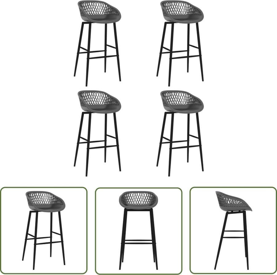 The Living Store Barstoelenset Grijs 48 x 47.5 x 95.5 cm Ergonomisch ontwerp Barstoollen Barkrukken Eetkamerstoelen Keukenstoelen Meubilair - Foto 2