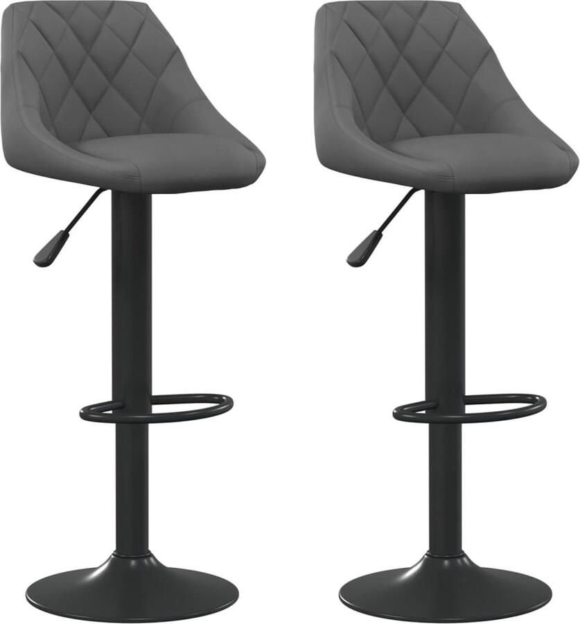 VidaXL Barkrukken Fluweel Donkergrijs Set van 2 Barstoel Barkruk Eetkamerstoelen Stoel Lounge Stoel Fluweel Stoel Zwarte Stoel Donkere Stoel