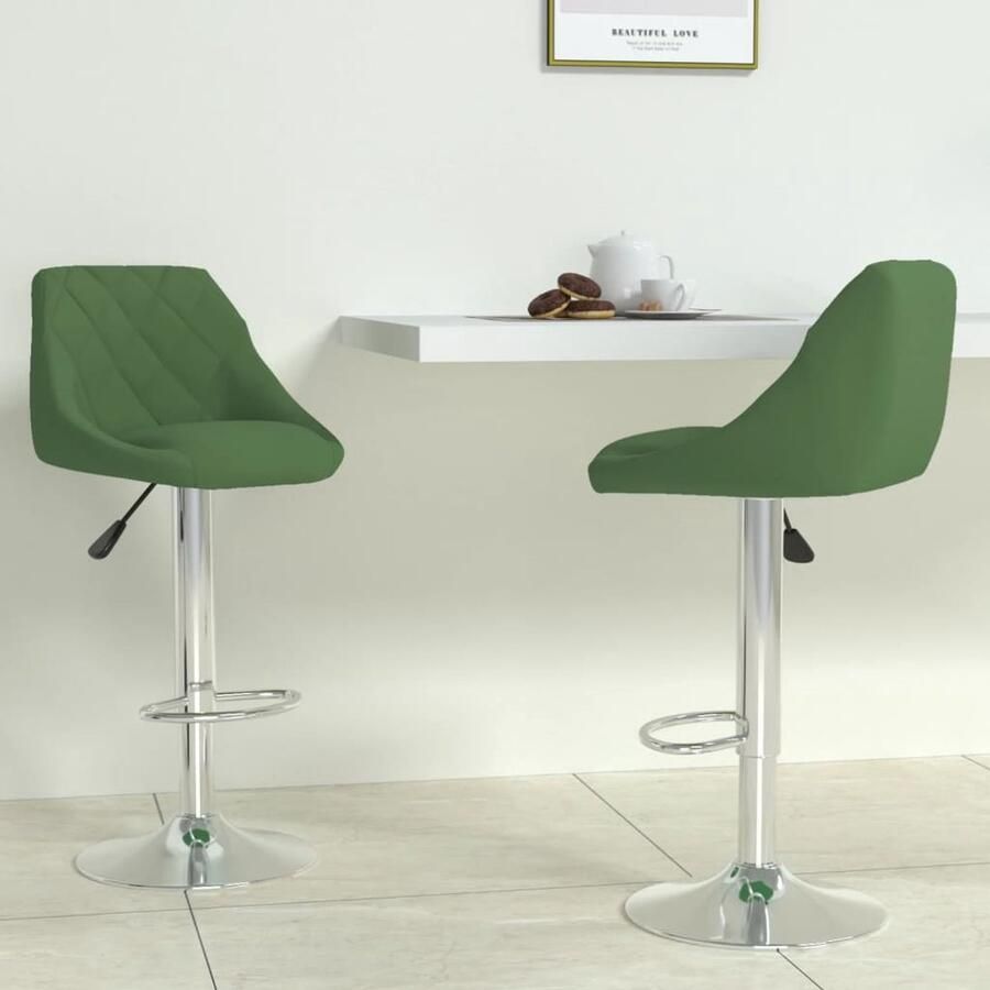 VidaXL Barkrukken Fluweel Donkergroen 2 stuks Barstoel Barkruk Eetkamerstoelen Design Stoel Velvet Stoel Groene Stoel Verstelbare Stoel Robuuste Stoel Comfortabele Stoel Multifunctionele Stoel - Foto 2