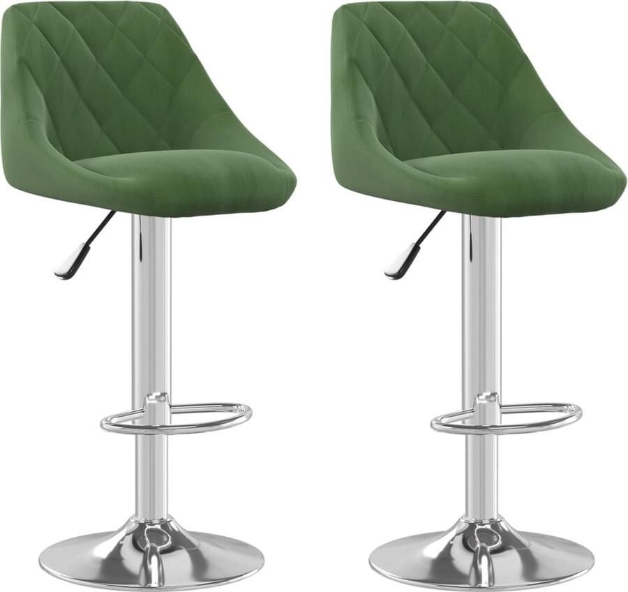 VidaXL Barkrukken Fluweel Donkergroen 2 stuks Barstoel Barkruk Eetkamerstoelen Design Stoel Velvet Stoel Groene Stoel Verstelbare Stoel Robuuste Stoel Comfortabele Stoel Multifunctionele Stoel