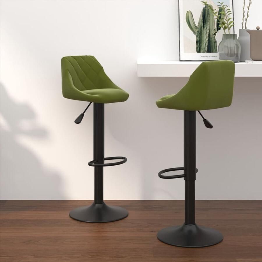 VidaXL Barkrukken Fluweel Lichtgroen 2 stuks Barstoelen Barkrukken Eetkamerstoel Design Stoel Lounge Stoel