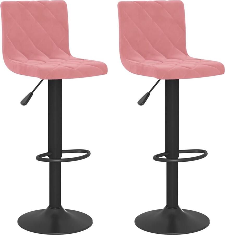 VidaXL Barkrukken Fluweel Roze Set van 2 Barkrukken Fluweel Stoel Eetkamerstoel Barstool Rozen Kleur Verstelbare Hoogte Draaibare Kruk Design Meubels Lounge Meubilair