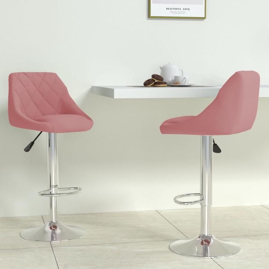 VidaXL Barkrukken Fluweel Roze Set van 2 Barstoelen Barkrukken Rozenkleurige Stoelen Velvet Meubels Moderne Barkrukken Draaibare Barkrukken Hoogteverstelbare Barkrukken - Foto 2