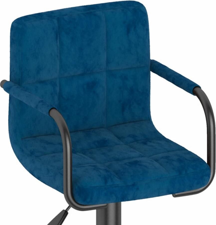 VidaXL Barkrukken Fluweel Set van 2 Blauw Barstoel Barkruk Velours Stoel Blauwe Barkruk Gasveer Mechanisme