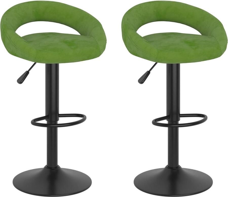 VidaXL Barkrukken Fluweel Set van 2 Lichtgroen Barstoel Kruk Lounge Designmeubel Woonkamer
