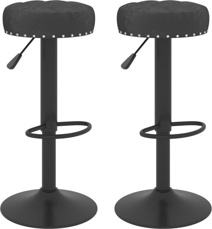 VidaXL Barkrukken Fluweel Zwart Set van 2 Barstühlen Eetkamerstoel Velvet Stoel Zwarte Stoel Gasveren Mechanisme Draaibare Stoel Hoge Stoel Lounge Stoel Keukenstoel Comfortabele Stoel