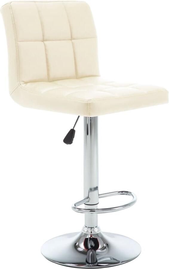 VidaXL Barkrukken Kunstleer crème Set van 2 Barstoelen Barkrukken Keukenstoel Eetkamerstoel Design Stoel Kunstleder Creme Kleurige Meubels Hoge Stoel Instelbare Hoogte Draagkracht 110kg
