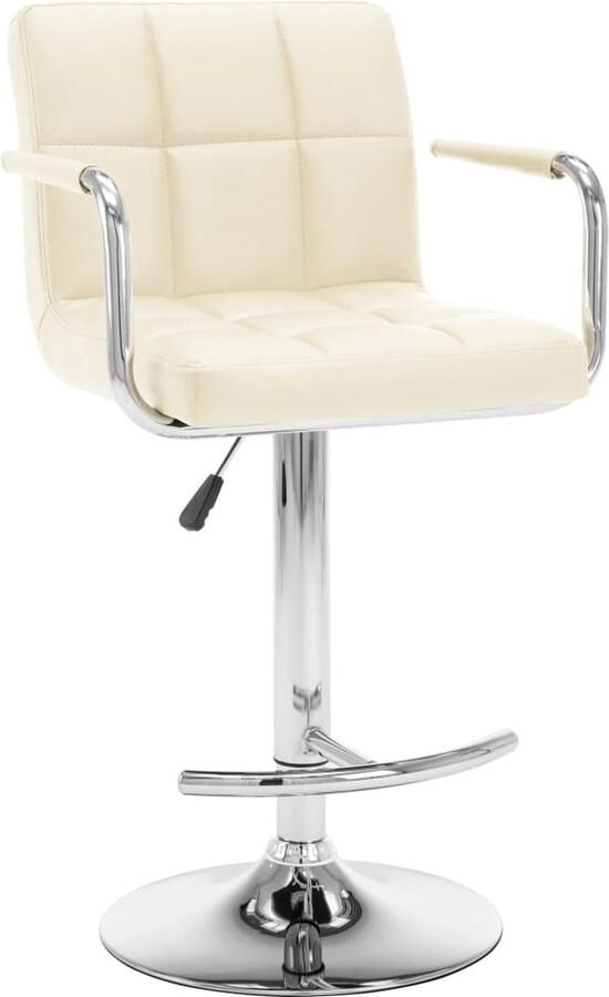 VidaXL Barkrukken Kunstleer Crèmekleurig 2 stuks Barstoel Barkruk Eetkamerstoelen Design Stoel Kunstleder Meubilair