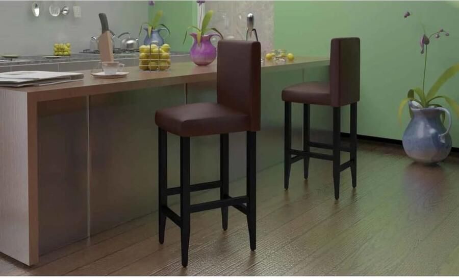 VidaXL Barkrukken Kunstleer Donkerbruin 4 stuks Barstühlen Keukenstoelen Eetkamerstoelen Design Meubels Bruine Bankjes