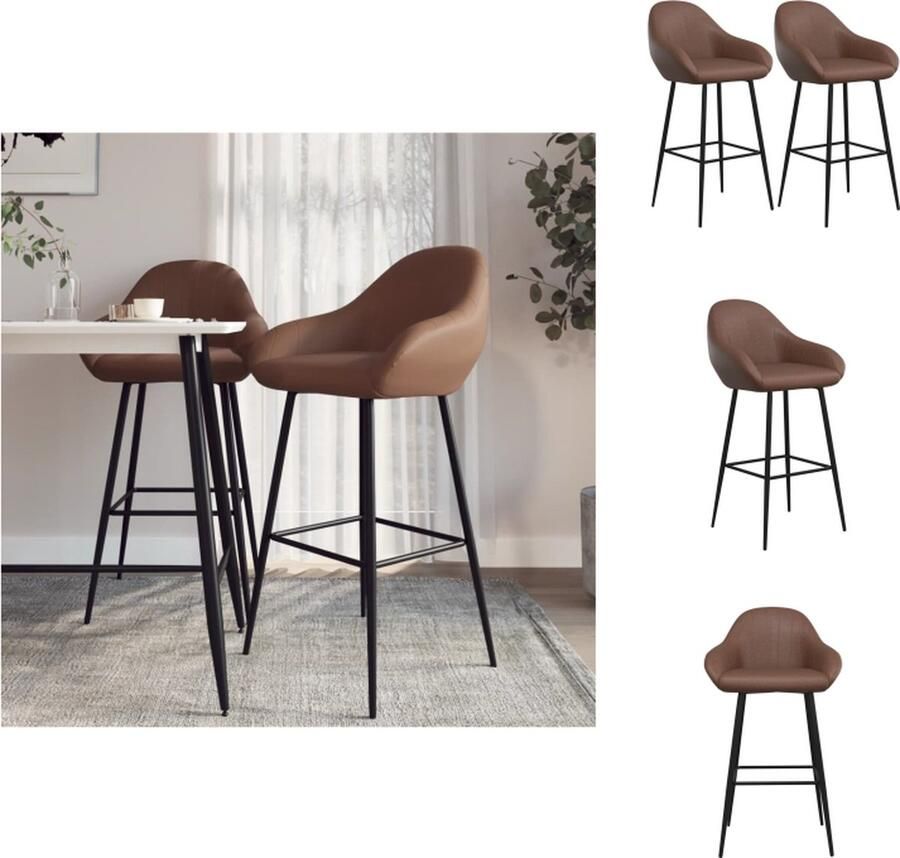 VidaXL Barkrukken Kunstleer Donkerbruin 50 x 53 x 92 cm Stabiele metalen poten Barkruk