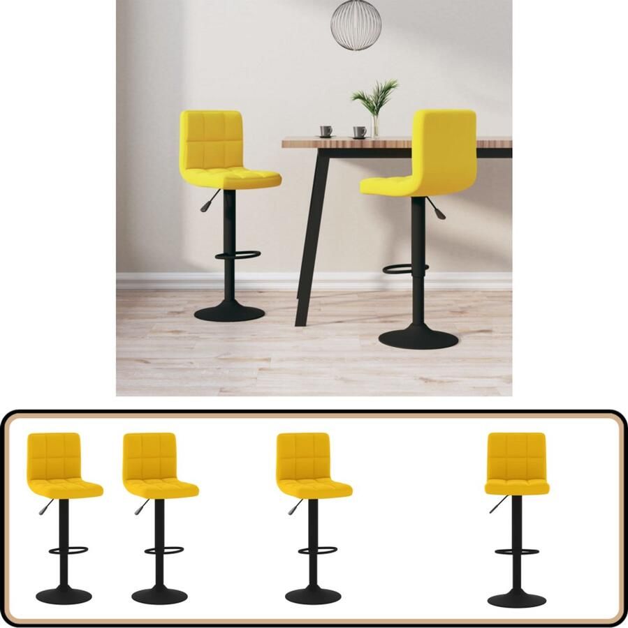 VidaXL Barkrukken Mosterdgeel Fluweel Set van 2 Barstoel Barkruk Stoel Lounge Stoel Eetkamerstoel Comfortabele Stoel Fluweel Stoel Mustard Yellow Geel