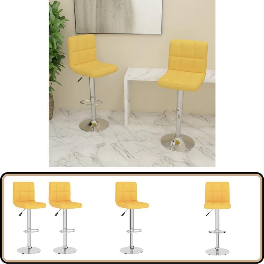 VidaXL Barkrukken Mosterdgeel Set van 2 Stof Barstoel Stoffen Barkruk Mustard Yellow Chair Verstelbare Barkruk Draaibare Barkruk Eetkamerstoel Keukenstoel Lounge Stoel Set Van 2 Barkrukken