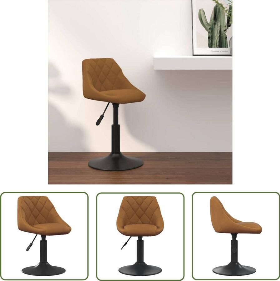 The Living Store Barkruk fluweel bruin Draaibare Barkruk Barkrukken Set Fluweelbarkruk Comfortabele Barkruk Industriële Barkruk