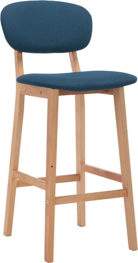 VidaXL Barkrukken Set van 2 Blauw Stof Barstühlen Blauwe Barstoelen Houten Barstoelen Met Voetensteun Design Barstoelen Comfortabele Barstoelen