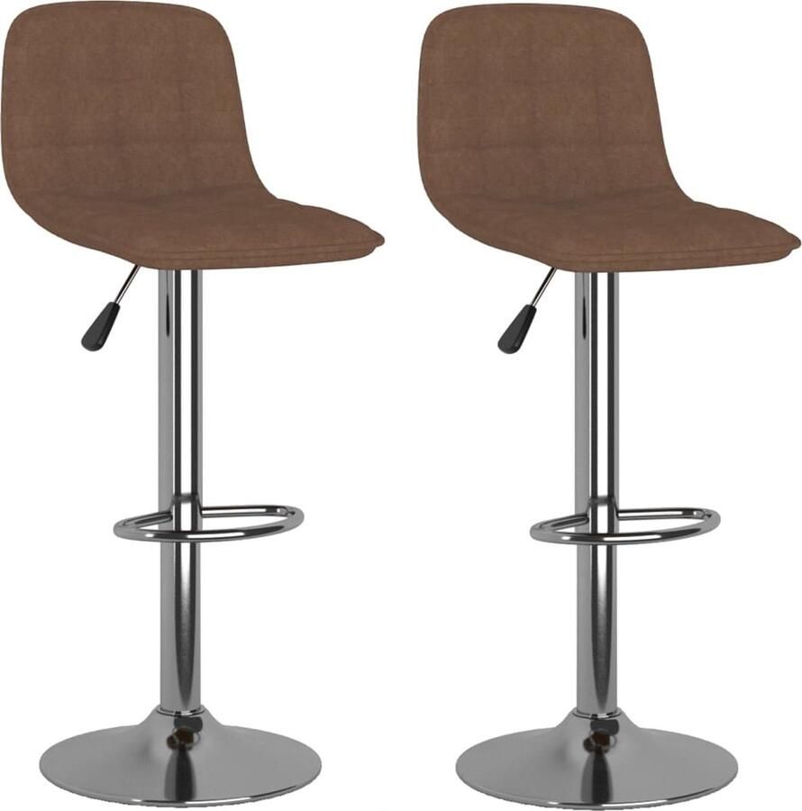 VidaXL Barkrukken Set van 2 Bruin Stof & Staal Barstoel Bruine Stoel Barkruk Verstelbare Barkruk Design Barkruk Comfortabele Barkruk Metalen Barkruk Hoge Barkruk Set Van 2 Barkrukken