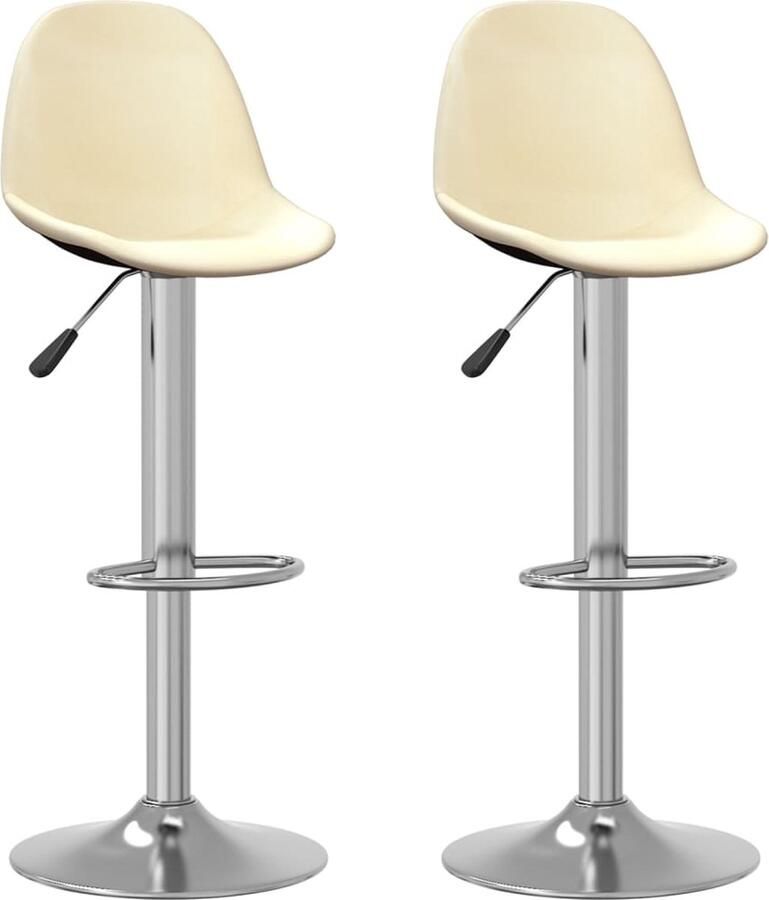 VidaXL Barkrukken Set van 2 crèmekleurig Verstelbaar Barstoel Kruk Stoffen Barkruk Barkrukken Set Eetkamerstoel Keukenstoel Hoge Stoel Verstelbare Barkruk Moderne Barkruk Industriële Barkruk Creme Kleurige Barkruk - Foto 2