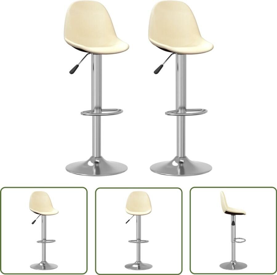 VidaXL Barkrukken Set van 2 crèmekleurig Verstelbaar Barstoel Kruk Stoffen Barkruk Barkrukken Set Eetkamerstoel Keukenstoel Hoge Stoel Verstelbare Barkruk Moderne Barkruk Industriële Barkruk Creme Kleurige Barkruk