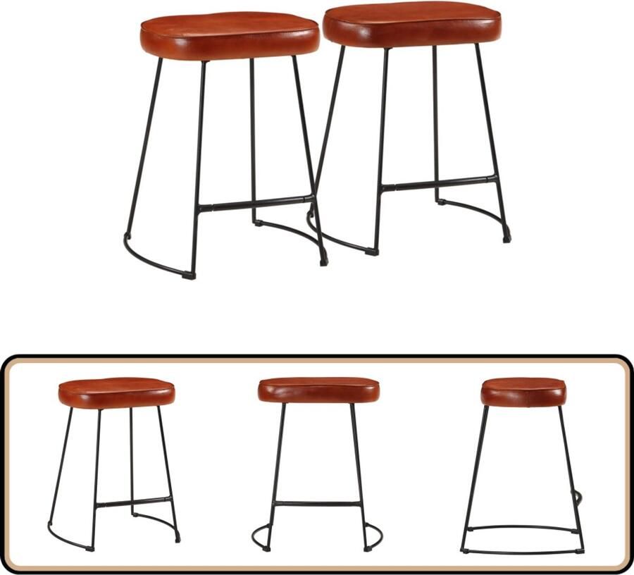 VidaXL Barkrukken Set van 2 Donkerbruin 40x29 5x53 cm Retro Barkruk Keukenbarkruk Donkere Barkruk Bruine Barkruk Metalen Barkruk