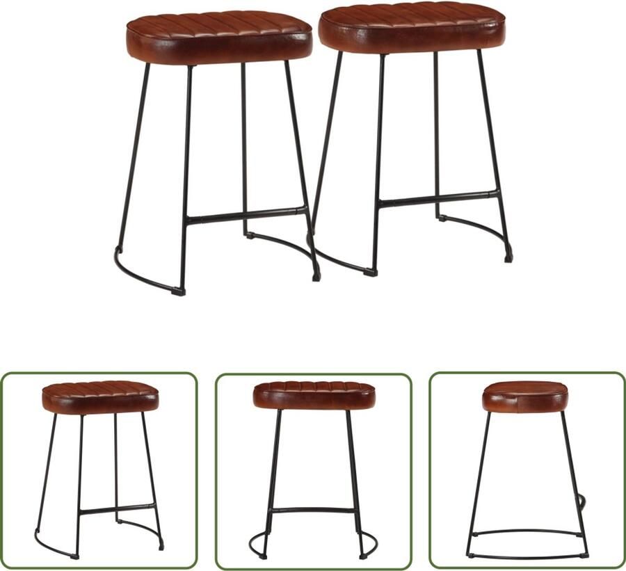 VidaXL Barkrukken Set van 2 Donkerbruin 40x29 5x53 cm Retro Barkruk Keukenbarstoelen Donkere Stoelen Bruine Barkrukken Industriële Stijl Meubels Eetkamerstoelen Hoge Stoelen Comfortabele Stoelen Metaalstellen